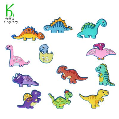 China Cartoon Dinosaur Rubber Hole Shoes Decorative Accessories PVC Soft Shoe Charms Fits For Croc Clog Shoes Sandals for sale