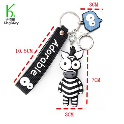 China New Cartoon Key Chain Rubber PVC Striped Horse Giraffe Toy Keyring Car Keyfob Funny Birthday Gifts For Kids for sale