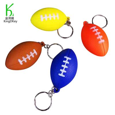 China Creative Colorful PU Leather Mini Sports Rugby Ball Keychain Rugby Ball Keychain for sale