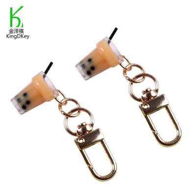 China Custom Innovative Plastic Boba Milk Tea Key Chain Bubble Tea Bottle Keychain Acrylic Cute Pendant for sale