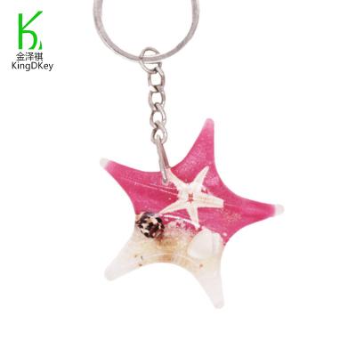 China Creative Starfish Shell Keyring Small Gift Decoration Summer Resin Crafts Sea Jewelry With LED Light Key Chain for sale