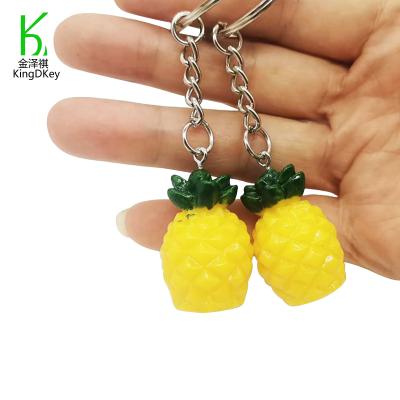 China Creative Gift Mini Fruit Keyring Bag Ornaments Decoration Simulation Resin Pineapple Fruit Key Chain for sale