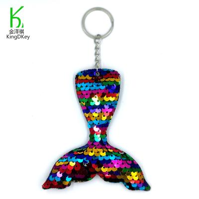 China Glitter Shiny Sequin Sequin Bling Pendant Accessories Fish Tails Mermaid Key Chain Flip Color Change Pendant for sale