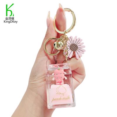 China Creative Acrylic Plastic Daisy Keychain Daisies Milky Tea Anime Keychain Logo Charm Keyfob Custom Made For Promotional for sale