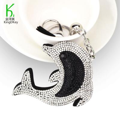 China Cute Animal Leather Tassel PU Leather Keychain Keychain Rhinestone Dolphin Rhinestone Jewelry Gift Promotion Bag Pendant Charm for sale