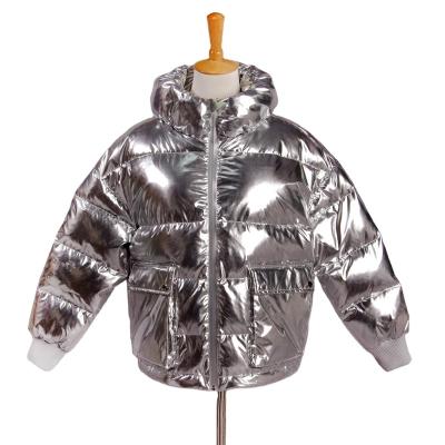 China Winter Breathable Women Jacket Shiny Silver Color Clothes Women Down Jacket for sale