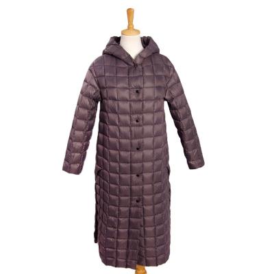 China MH-457 Duck Down Jacket Women Quilting Breathable Design Long Coat Portable Gray for sale