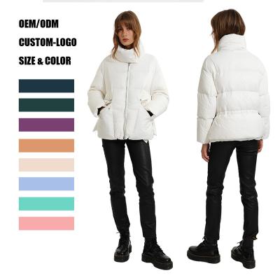 China Fashion Design White Women's Detachable Stripper Hat Winter Waterproof Warm Cloth Waterproof Hat Down Jacket for sale