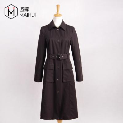 China Lady Anti-Shrink Causal Wine Red Color Elegance Professional Gap Coat Long Women Line One For 2019SS for sale