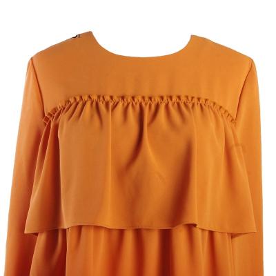 China Latest Anti-Pilling Girls Chiffon Blouses Loose Long Sleeve Front Flounce Tops for sale