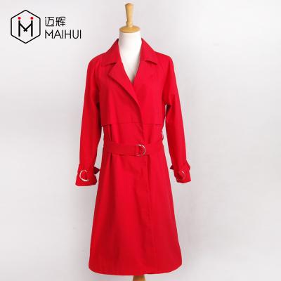 China Red Color Anti Shrink Coat Women Long Ditch Coat For 2019SS New Style for sale