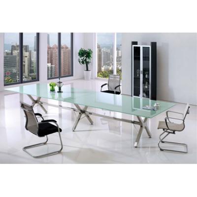 China Modern Tempered Glass Meeting Room Office Conference Table Large Glass Meeting Table for sale