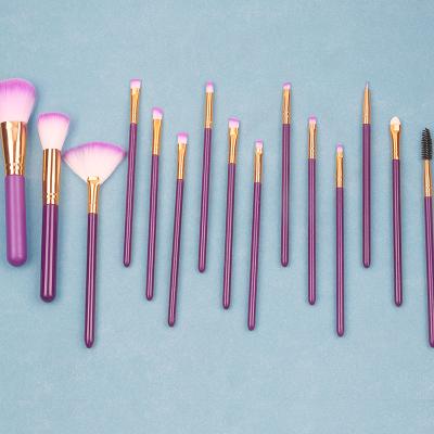 China Angular Blush Purple Makeup Brush Set 15pcs/set Custom Makeup Brush Set Docolor Makeup Brush Set For Women for sale