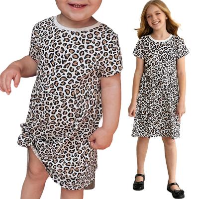 China Breathable High Quality Summer Leopard Kids Clothes Baby Girls Casual Short Dress For Girls 8 for sale