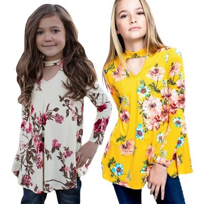 China New Arrival Autumn Fashion Short Sleeve Casual Hollow Out Floral T-shirt For Kid Girl for sale