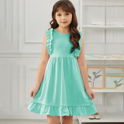 China Breathable Wholesale Kid Clothing Summer High Waist Ruffle Pleated Kids Dresses For Girls for sale