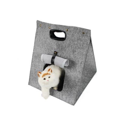 China Portable Felt Room Wholesale Foldable Felt Breathable Felt Cat Nest Hand-Woven Garden Cat Bed Pet Cage Cat Cave Pet Bed for sale