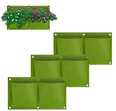 China Durable Recycled Growing Pots Wall Hanging Vertical Planter Bag Wool Felt Planting Bag Vertical Felt Garden Plant Grow Bags for sale