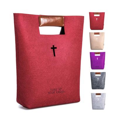 China Vintage Fashion Shopping Bag Tote Bag Laminated Pp Non Woven Handbag Wholesale Felt Church Bible Nonwoven Felt Bag for sale