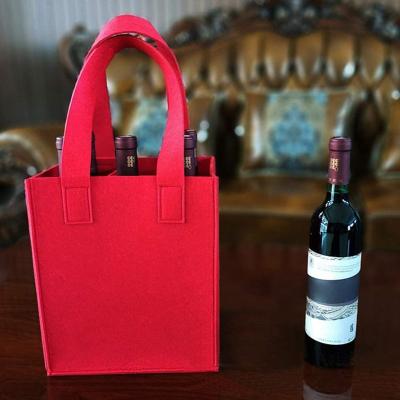 China Vintage Reusable Wine Bottle Carriers 6 Dark Gray Wine Bottle Felt Tote Bag Held Shoulder Bag Tote Felt Handbag for sale