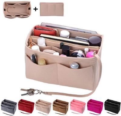 China Shape Which Tote Bags Organizer Purse Cosmetic Storage Purse Wallet Insert Divider Shaper Felt Bag In Bag for sale