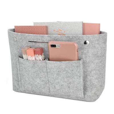 China Fashion OEM High Quality Portable Felt Mat Makeup Bags Detachable Handbag Organizer Multi-Pocket Handbag Insert Cosmetic Bag for sale