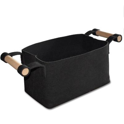 China Viable Wholesale Low Price Felt Fabric Storage Bag Felt Storage Basket Hat Bag for sale