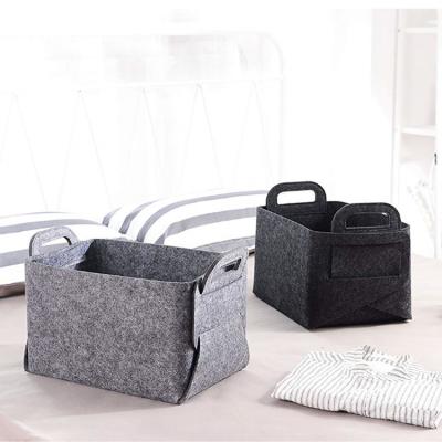 China Viable Household Felt Storage Basket Bins Desktop Storage Box Felt Sundries Storage Basket Organizer for sale