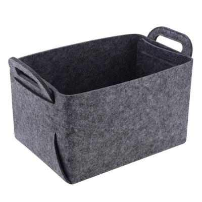 China New Decorative Portable High Capacity Felt Storage Storage Box Felt Basket Felt Hamper Viable Basket Organizer With Handles for sale