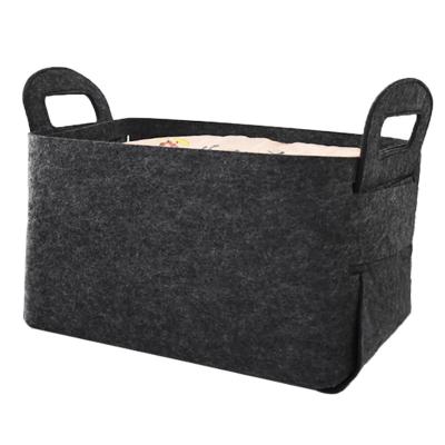 China New High Capacity Felt Viable Storage Basket Collapsible Laundry Bag Basket Felt Laundry Basket Storage Bag Organizer for sale