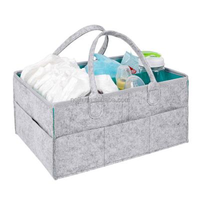 China Factory Price Anti-theft Portable Sturdy Felt Bag Tote Organizer Baby Caddy Felt Diaper Tote Bag Nursery Storage Bin Diaper Storage for sale