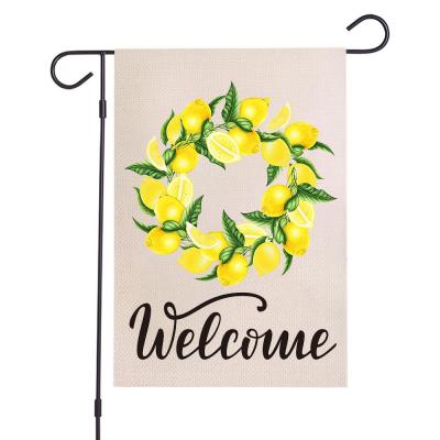 China Wholesale Clear Pineapple Lemon Summer Factory Garden Canvas Flag Double Sided Garden Flag for sale