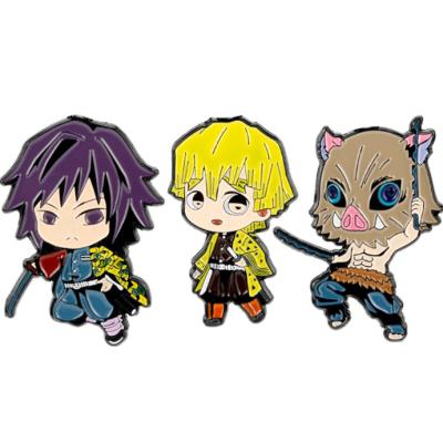 China Cute Kawaii Demon Slayer Brooch Manga Role Figure Pins Fashion New Arrival Anime Badge For Cosplay for sale