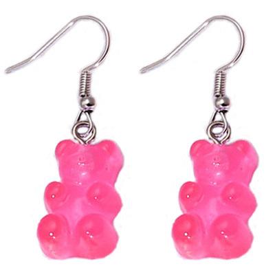 China Simple Cute Colorful Resin Plastic Earring Fashion Animal Bear Dangle Earrings For Girls Women for sale