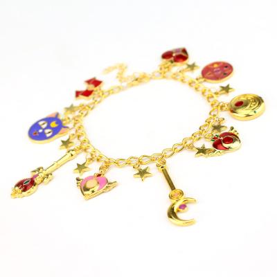 China FASHIONABLE Gold Plated Cardcaptor Bracelet Sakura Kinomoto Pendant Jewelry 2021 Alloy Charm For Women Girls for sale