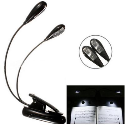 China White Black Battery Light 2 Battery USB AAA Music Stand Rechargeable Head 4 LED Book Stand Lamp for sale