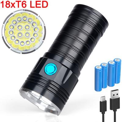 China High Power 18 LED Camping XML T6 38000LM 3 Mode Searching USB Rechargeable LED Torch Lantern Flashlight for sale