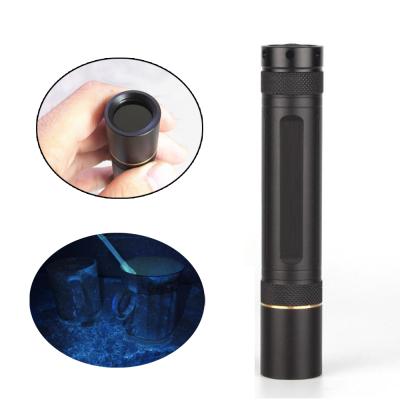 China Camping High Power 5W 365nm Rechargeable LED Flashlight UV Black Light UV Filter Provided for sale