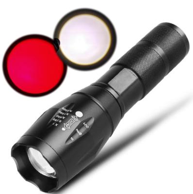 China Camping 2 in 1 Dual Red+White Light LED Buzz Torch Night Aviation Map Navigation Astronomy Flashlight for sale