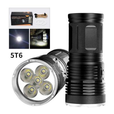 China Powerful Camping Flashlight Hunt Camping Torch Lamp LED Flashlight XML 5 LED T6 6000 Lumens 18650 for sale