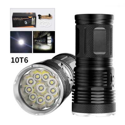 China OEM High Power Self Defense Camping Flashlight 15000LM Waterproof 10 x LED XML T6 Torch Light for sale