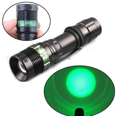 China Camping 3 Mode Green Light LED Flashlight Hunting Lamp Zoom Green Torch for sale