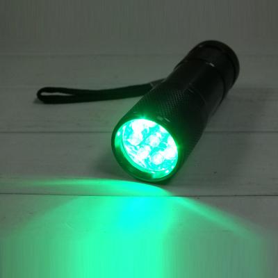 China Camping High Intensity Plants Grow Eye 9 LED Light Hydroponic Active Green Ray Flashlight for sale