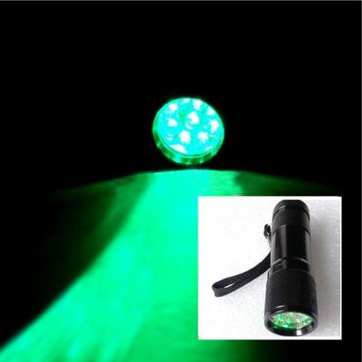 China Camping Powerful Active Eyes 9 LED Flashlight Green Light Plants Grow Flashlight for sale