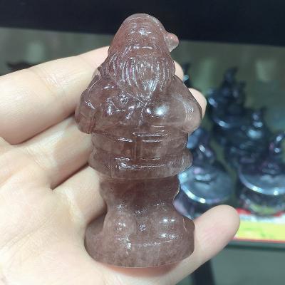 China Hot Sale Europe Christmas Carvings Natural Gemstone Crystal Santa Claus Carvings For Christmas Gifts for sale