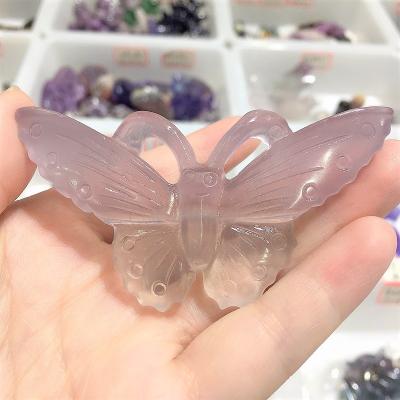 China Europe Natural Hand Carved Crystal Lovely Fluorite Butterfly Ornaments Crystal Carvings Butterfly For Sale for sale