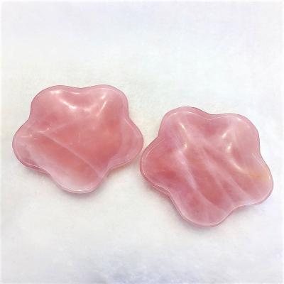 China Europe Rose Quartz Crystal Bowl Natural Healing Wholesale Crystal Carved Flower Shape Bowl For Reiki Gift for sale