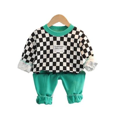 China Springs Two Piece Sets 2022 Clothing Set 1-4 Years Old Baby Kids Casual Plaid And Boy Suit Autumn for sale