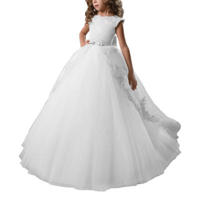 China Amazon Breathable Hot White Tail Princess Dress Lace Children's Selling Amazon Bridesmaid Dress Long Bridesmaid Dress for sale