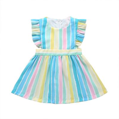 China Breathable Girls Dresses New Fashion Baby Girls Multi-color Striped Princess Tank Top Dresses for sale